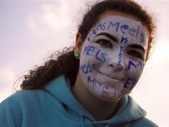 a student with Carlmont spirt facepaint